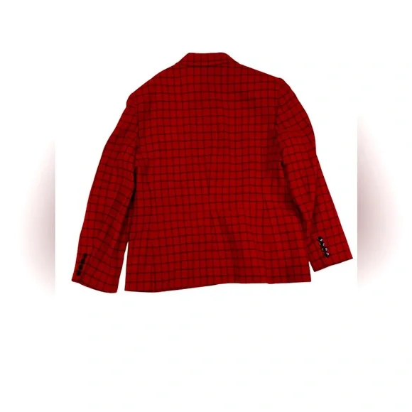Ralph Lauren Wool Red Plaid Jacket 10 Zip closure with shoulder pads - Picture 4 of 5